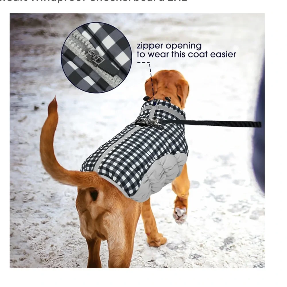 FUAMEY Waterproof Dog Winter Jacket With Harness Built In/Reflective L/375-8